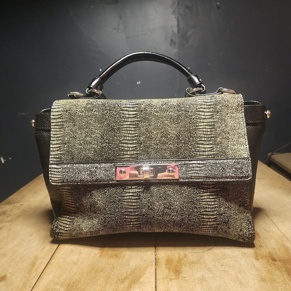 CHARLES JOURDAN leatther faux snake top handle bag missing shoulder strap